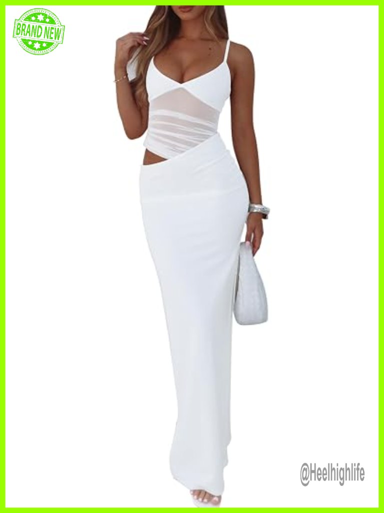 Bodycon V Neck Spaghetti Strap Maxi Dress Backless Cocktail Party Long Formal